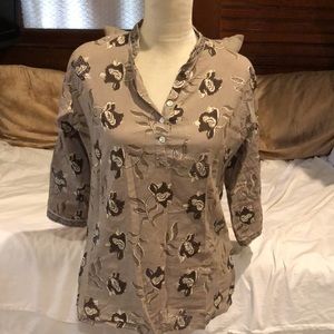 Indian Cotton Blouse Tunic Flowers Hippie Boho Top